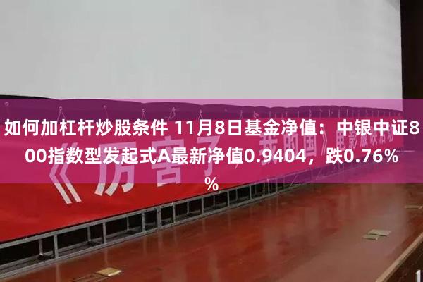 如何加杠杆炒股条件 11月8日基金净值：中银中证800指数型发起式A最新净值0.9404，跌0.76%