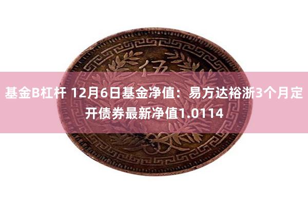 基金B杠杆 12月6日基金净值：易方达裕浙3个月定开债券最新净值1.0114