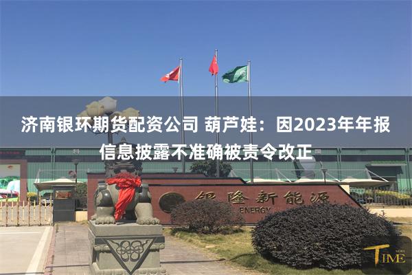 济南银环期货配资公司 葫芦娃：因2023年年报信息披露不准确被责令改正